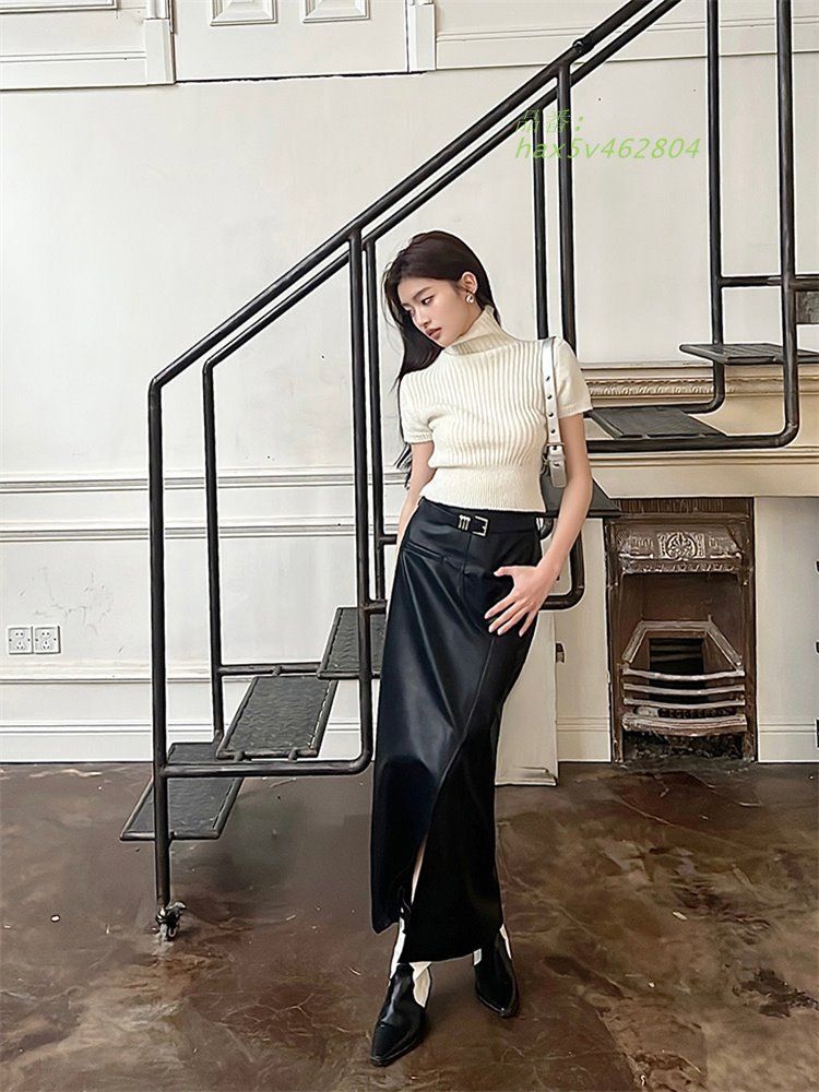 レザーロングスカート韓国ファッ hax5v462804