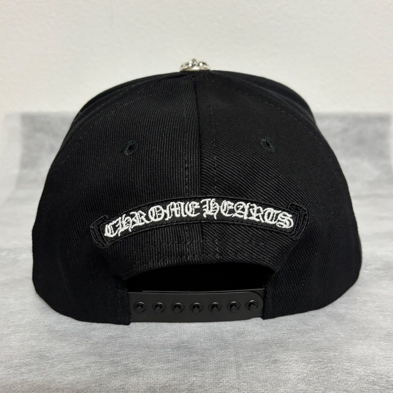 CHROME HEARTS スクロールラベル ベースボール キャップ ブラック クロムハーツ キャップ ベースボール デニム CH クロス ブラック
