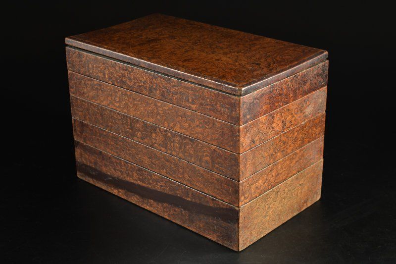 蔵A5564a 杢目 五段箱 小箱 レトロ