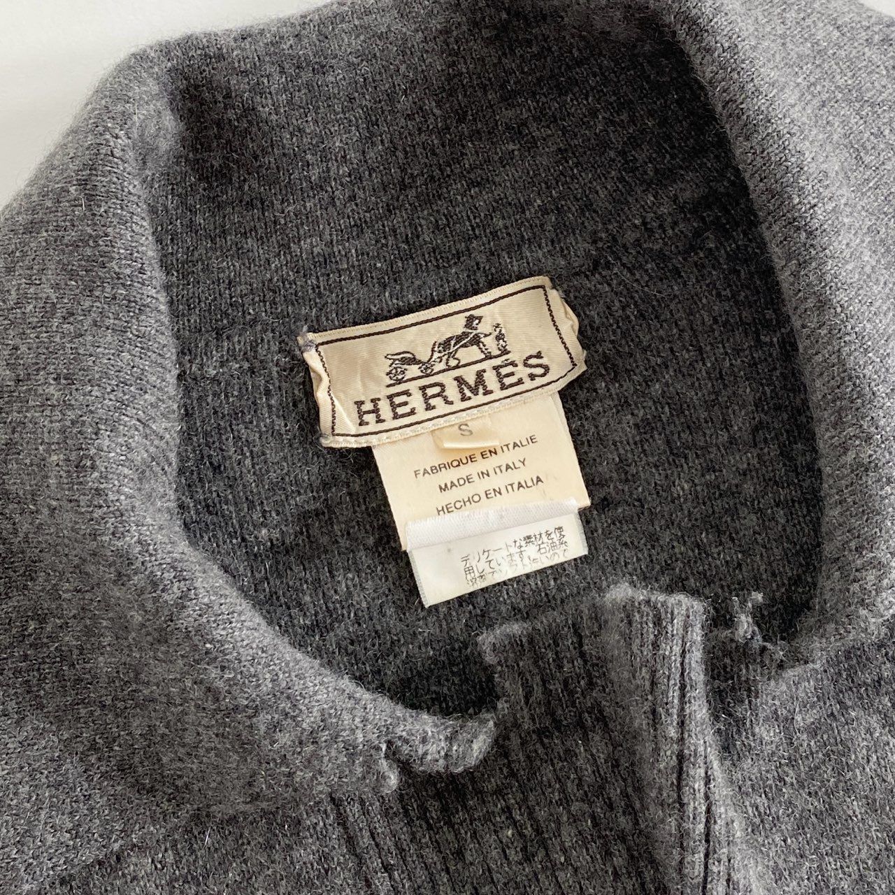 5i4 HERMES エルメス 襟付き カシミヤニットトップ セーター S グレー