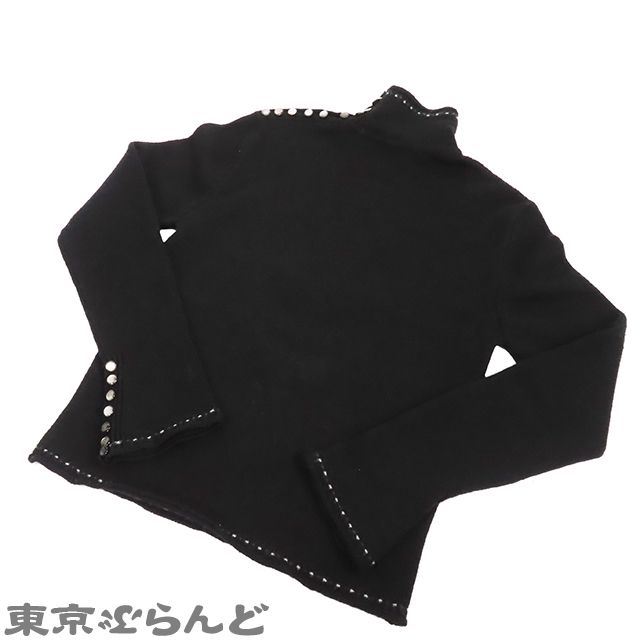 シャネル CHANEL プルオーバー ハイネック 長袖 ニット P19798V01167 ブラック ウール ナイロン ココマークボタン セーター ベルスリーブ 38 トップス 101758169 シャネル CHANEL プルオーバー ハイネック 長袖 ニット