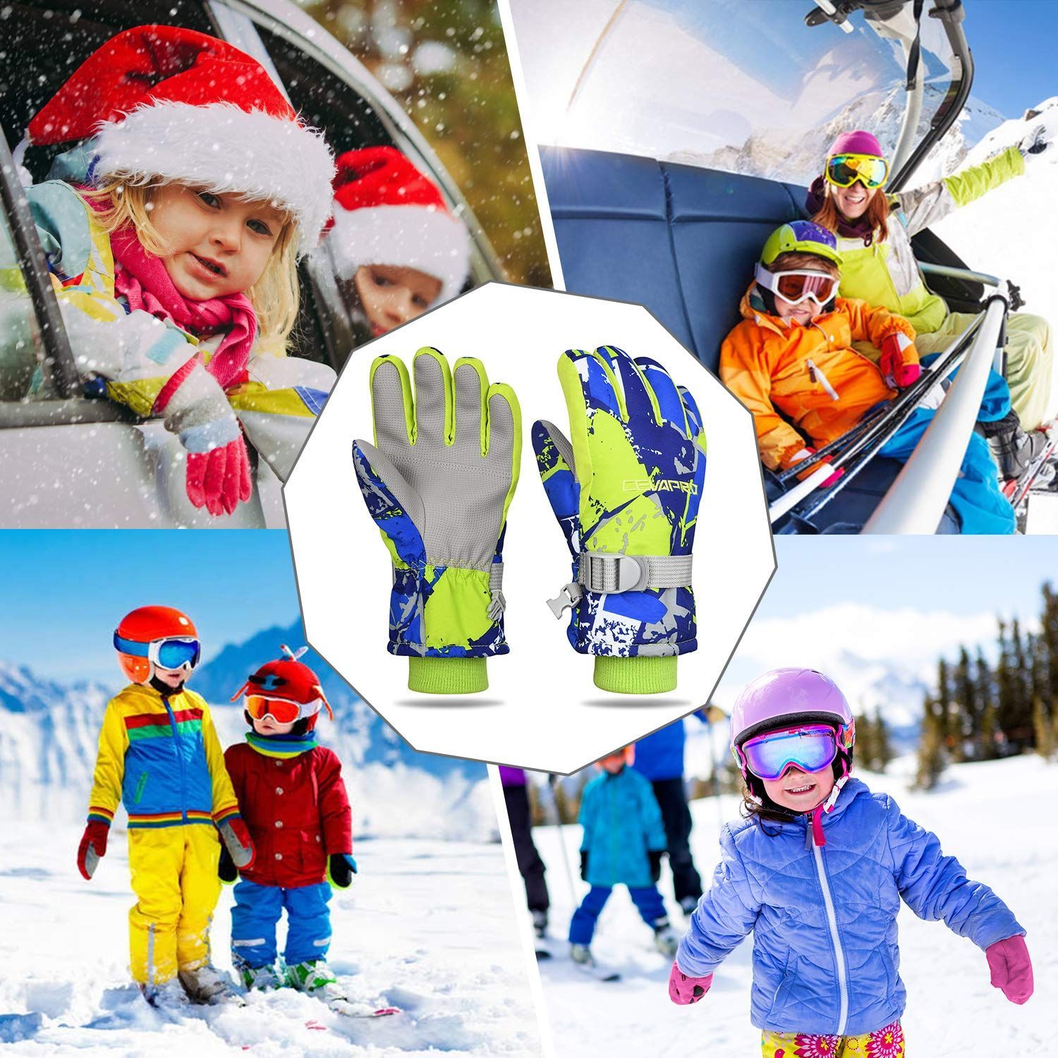 Cevapro スキーグローブ キッズ スノーボード グローブ 子供 スキー手袋 ジュニア シンサレート 防水 冬用 5本指 スマホ対応 滑り止め  通気性 裏起毛 雪遊び -20℃使用可 - メルカリ