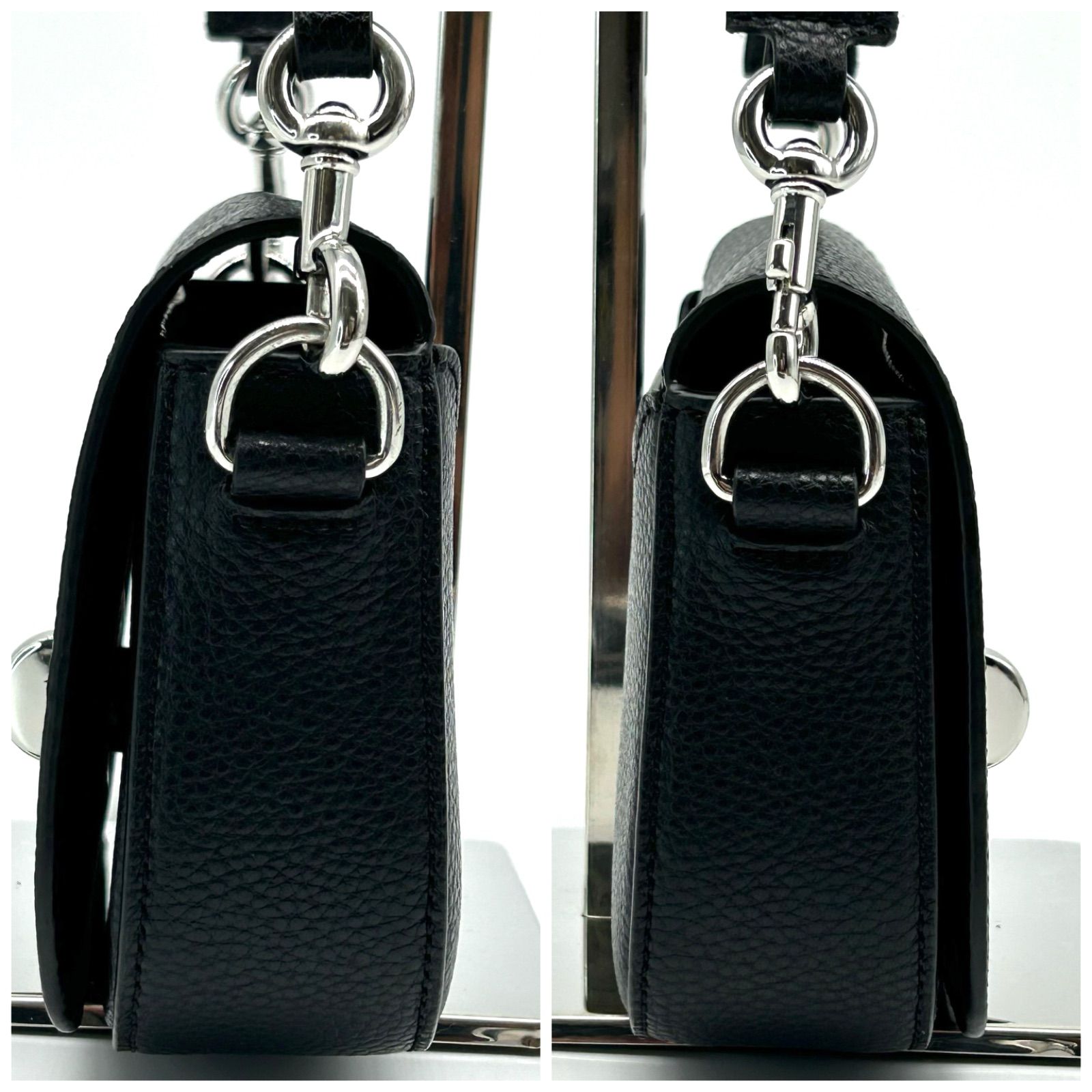 極美品　MARC JACOBS 黒 レザー ショルダーバッグ　シボ革　ブラック 美品】MARC JACOBS マークジェイコブス レザー ショルダーバッグ