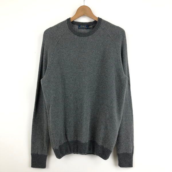【古着】 RALPH LAUREN ラルフローレン セーター 無地 杢調 やや薄手 グレー系 メンズL 【中古】 n056765