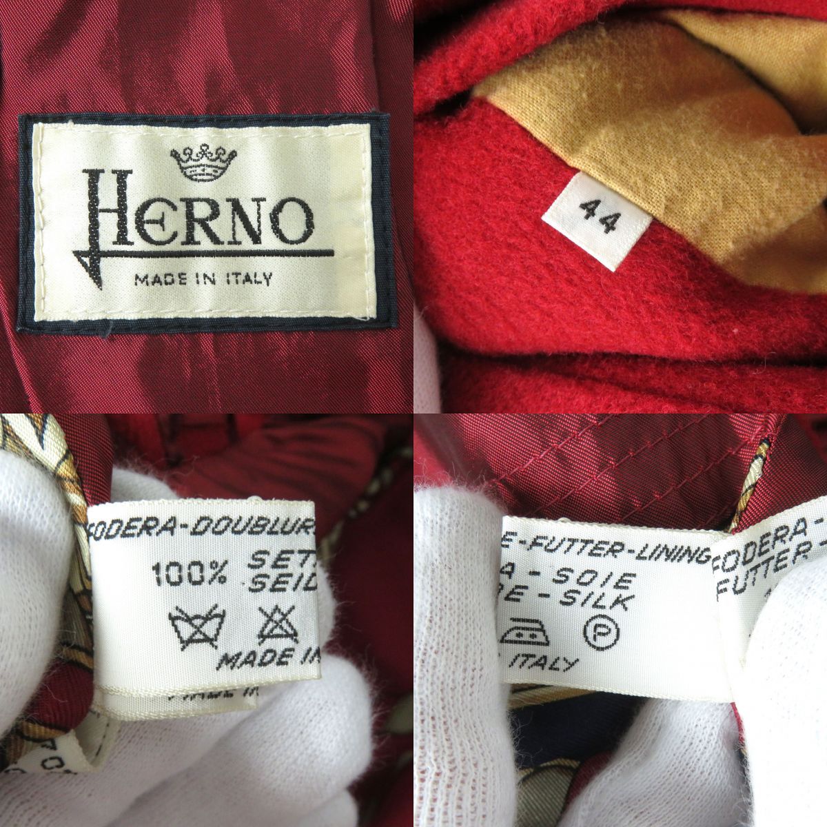 良品△イタリア製 HERNO ヘルノ ヴィンテージ 裏地総柄・シルク100