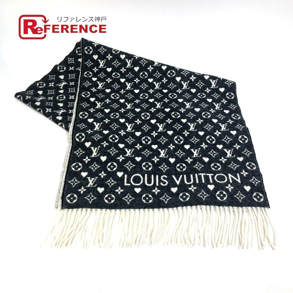 ルイヴィトン　カシミヤマフラー　ハート柄 ルイヴィトン モノグラム ハート エシャルプ マフラー カシミヤ グレー