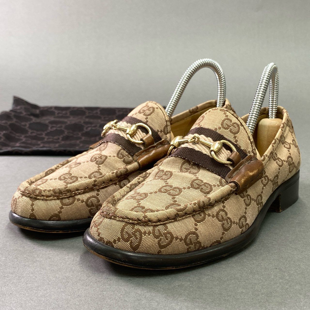 3k11 GUCCI グッチ GGキャンバス ホースビット ローファー 35 約22cm 