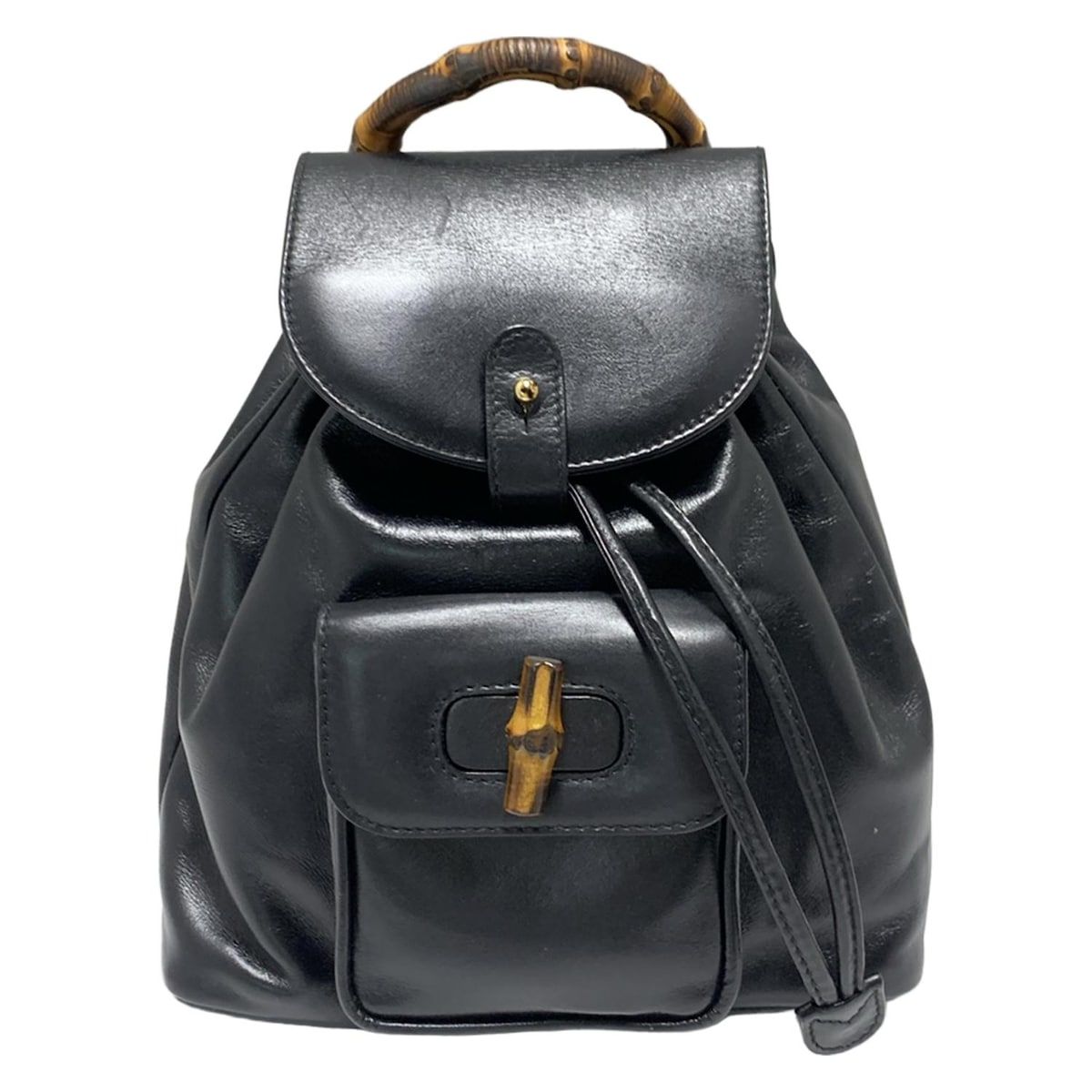 希少 美品 old gucci バンブー リュック 黒 レザー 送料無料