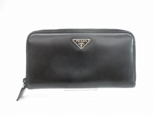 プラダ PRADA ラウンドジップウォレット 長財布 ブラック メンズ