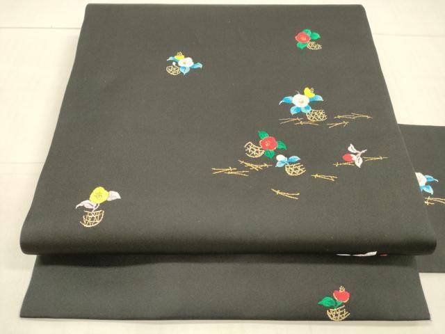 平和屋着物 塩瀬 九寸名古屋帯 手描き 風景文 金彩 正絹 逸品