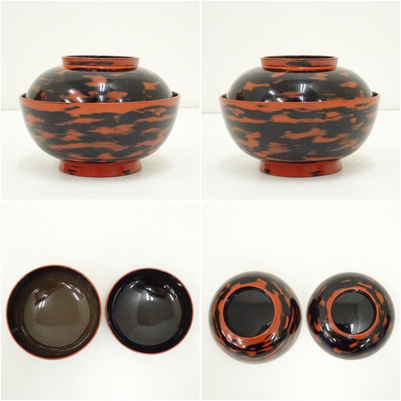 根来塗 青紫園造 煮物椀5客（共箱） 漆器 器 おしゃれ 懐石 割烹