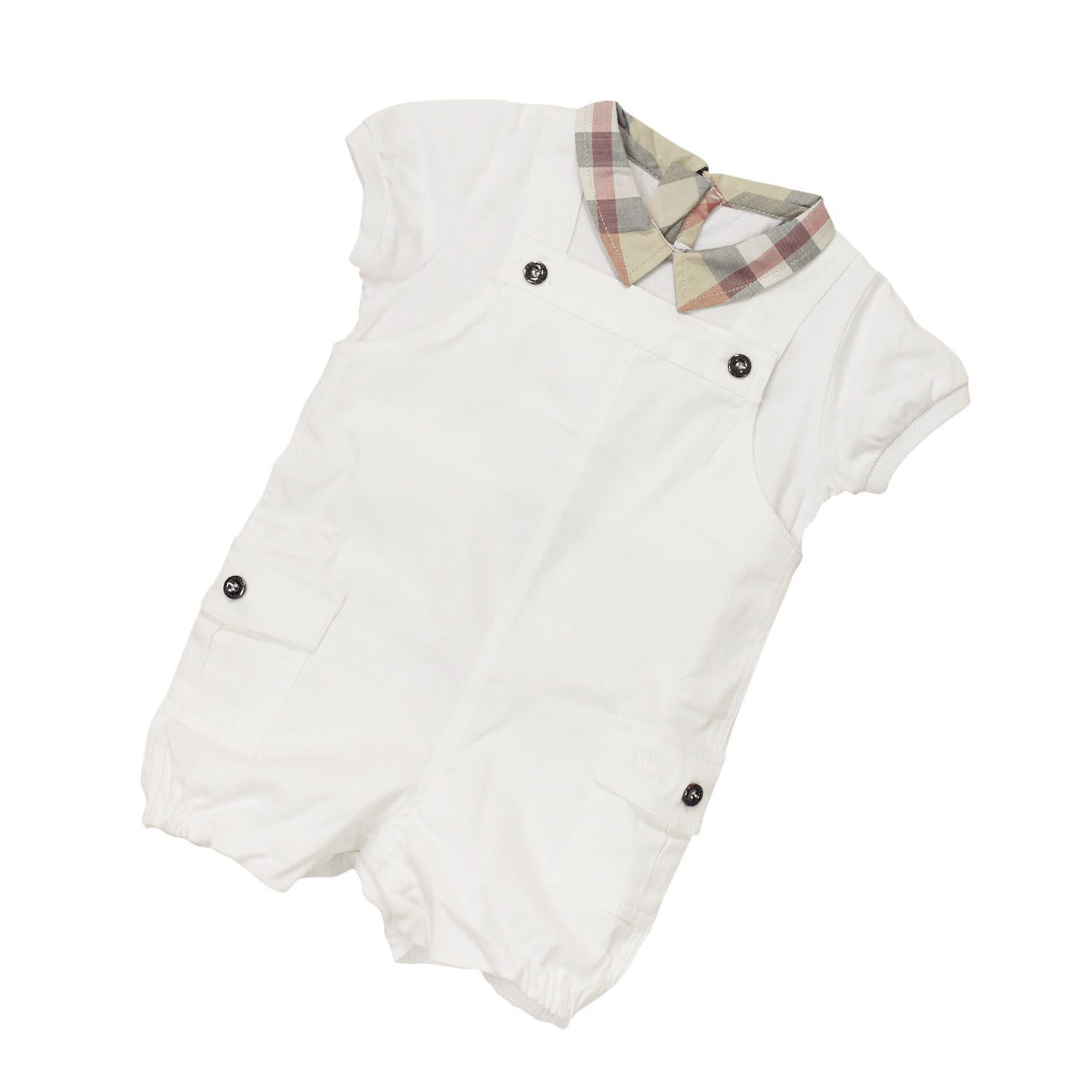 BURBERRY バーバリーベビー服 半袖ショートオール B94432WHT