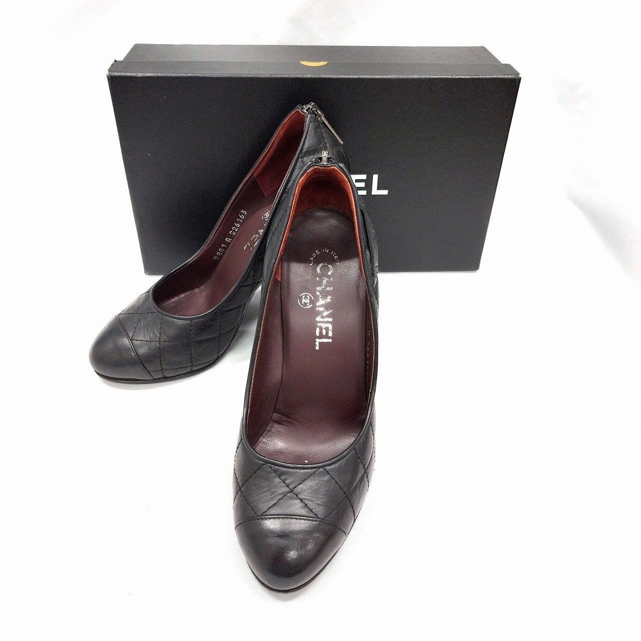 シャネル(CHANEL) マトラッセ レザーヒールパンプス G26163 サイズ36 