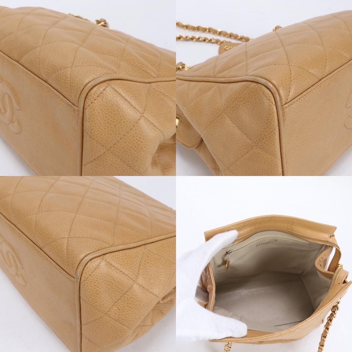 美品 シャネル シリアルシール付 マトラッセ キャビア スキン レザー  