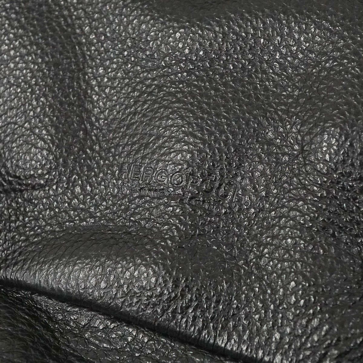 HERGOPOCH エルゴポック ソフトシュリンクレザー 巾着ポーチ 牛革 ブラック ロゴ シンプル 日本製 メンズ バッグ X7820