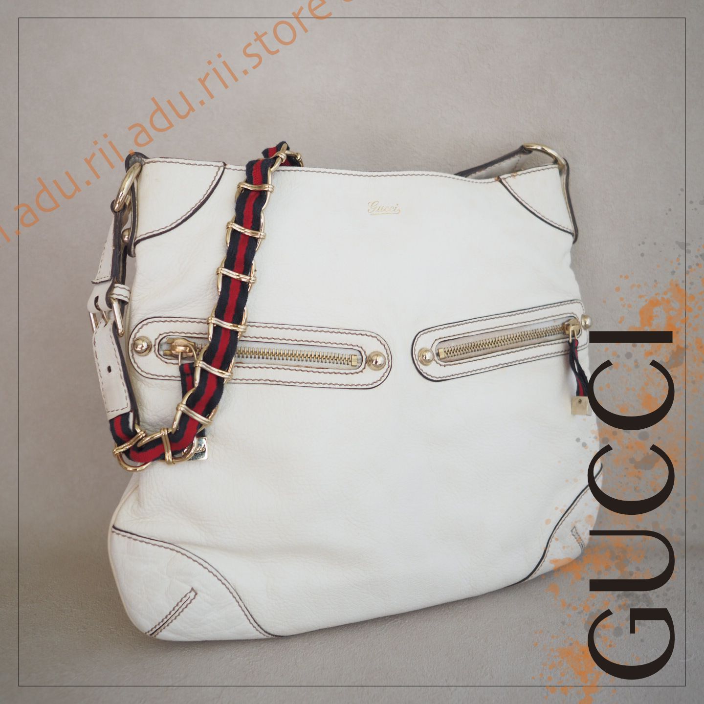 ✨美品✨GUCCI シェリーライン GG ショルダーバッグ レザー ホワイト グッチ GUCCI シェリーライン チェーン ワンショルダーバッグ レザー