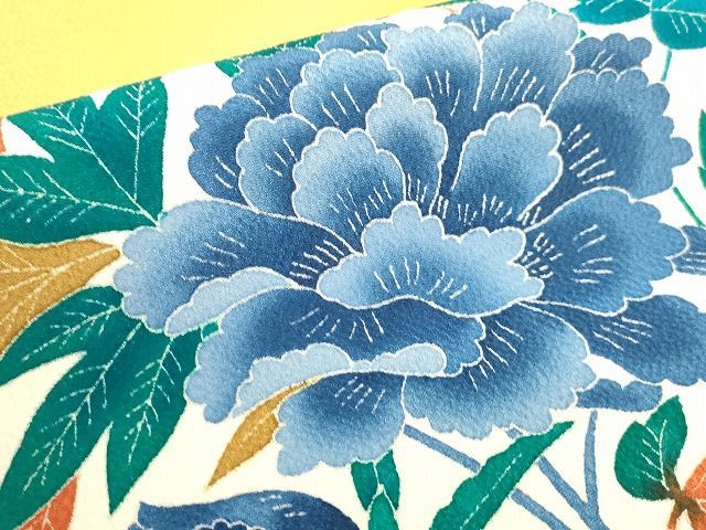 平和屋本店□極上 本加賀友禅作家 木村雨山 九寸名古屋帯 牡丹舞蝶文  