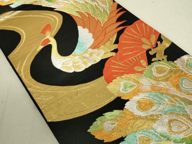 平和屋着物◎六通柄袋帯 花鳥流水 本金箔24K 正絹 逸品 AAAP3843jh