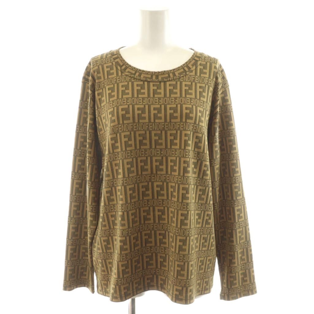 フェンディ FENDI ROMA ズッカ柄 Tシャツ カットソー 長袖 茶 ブラウン AN55