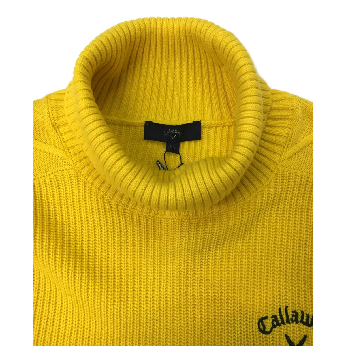 Callaway - coco 未使用品 キャロウェイ Callaway メンズ セーター LL 黄色 タートルネック シンプル 畦編み Callaway - coco 未使用品 キャロウェイ Callaway メンズ