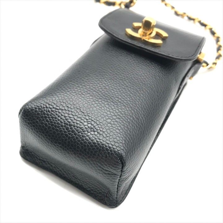 美品 CHANEL シャネル ココマーク キャビアスキン チェーン ショルダー