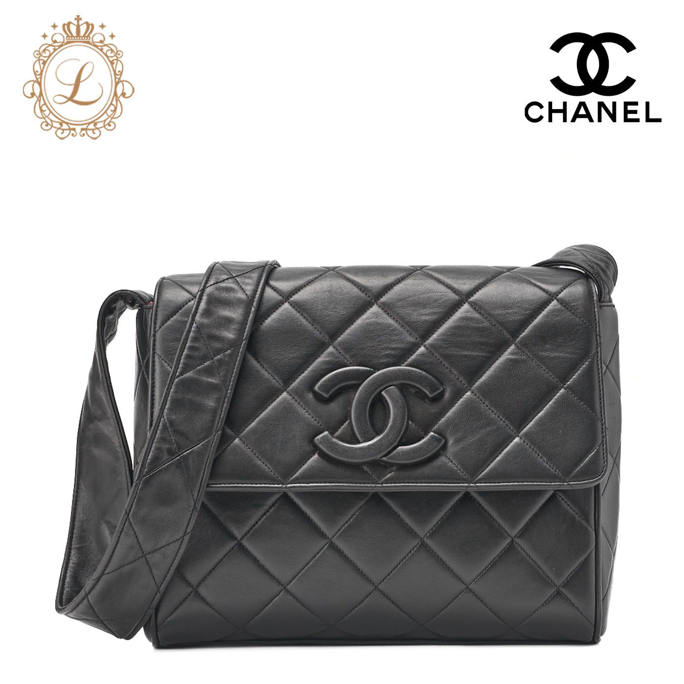 CHANEL シャネル ワンショルダーバッグ マトラッセ ココマーク プッシュロック 黒 ゴールド金具 レディースバッグ ブランド