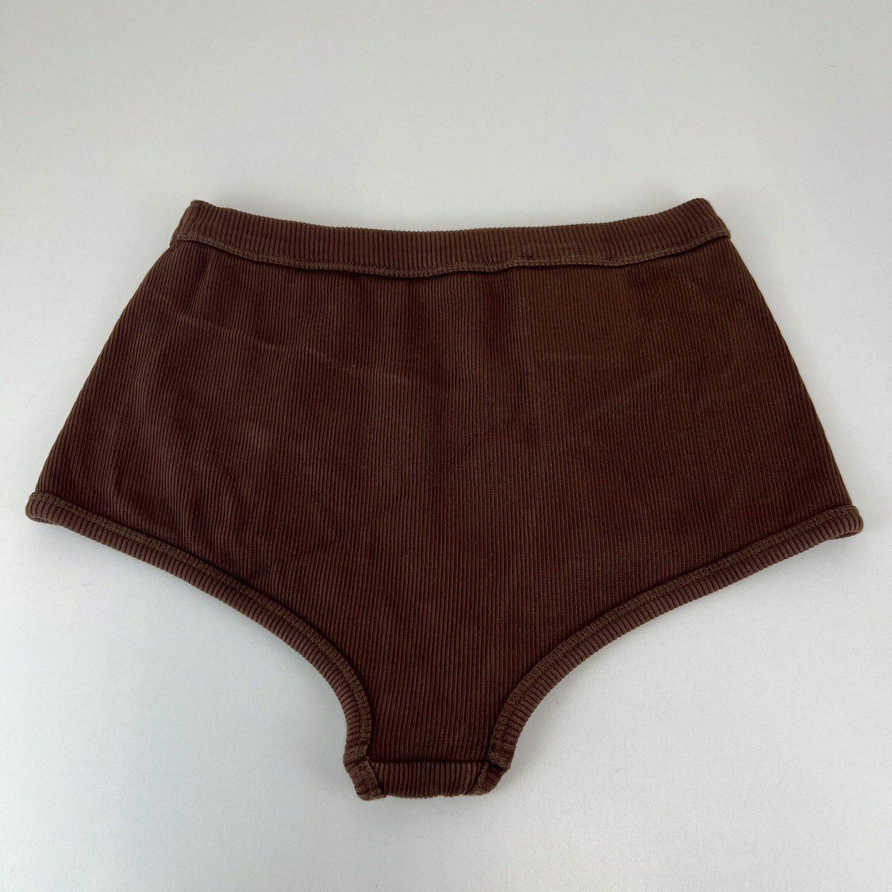 miu miu ミュウミュウ ガーメントダイ リブ編み ボクサーショートパンツ ポリエステル Brown ブラウン