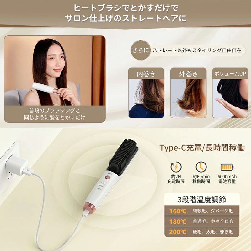 大風量 速乾 5 in 1 ドライヤーセット ヘアアイロン ヒートブラシ ドライヤー 高速 多機能 5in1 グレー ヒートブラシ ヘアアイロン
