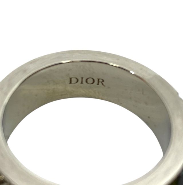 Dior ロゴリング Mサイズ クリスタル装飾 CHRISTIAN DIOR Crystal Logo Ring 49 5 Silver 1402314