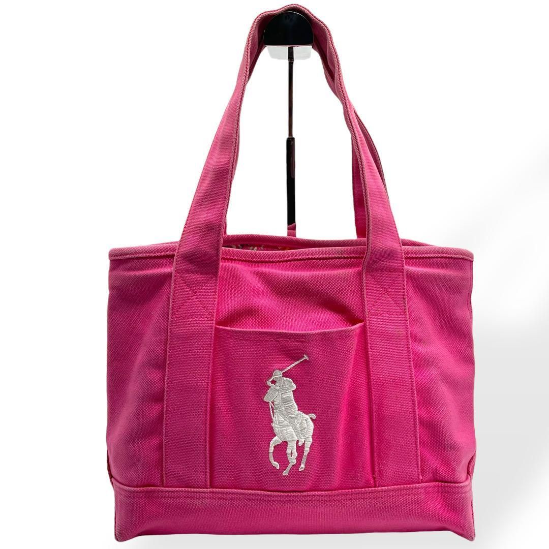 良品 POLO RALPH LAUREN キャンバストートバッグ 花柄 ピンク - メルカリ