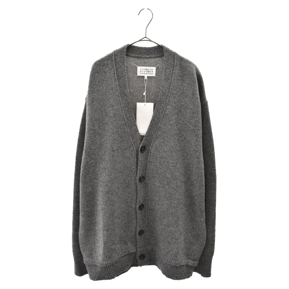 Maison Margiela (メゾンマルジェラ) 22AW V NECK CARDIGAN ウールリネン エルボーパッチカーディガン  SI1GP0003 グレー/ブラウン - メルカリ