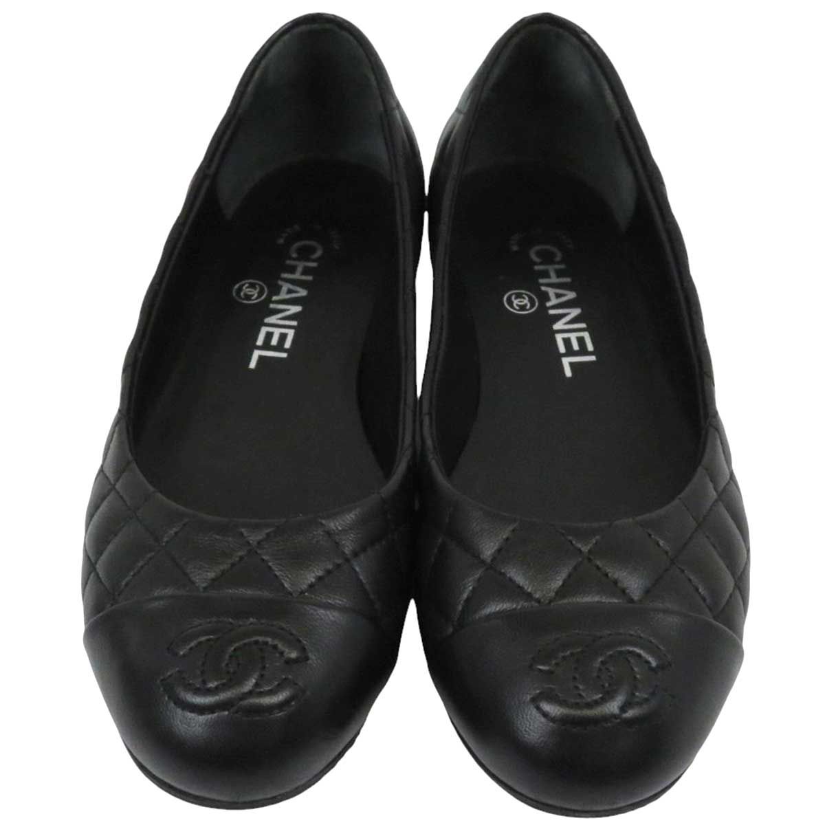 美品！CHANEL フラットシューズ　ココマーク　マトラッセ　ブラック　23.5 シャネル ココマーク マトラッセ バレエシューズ G30274