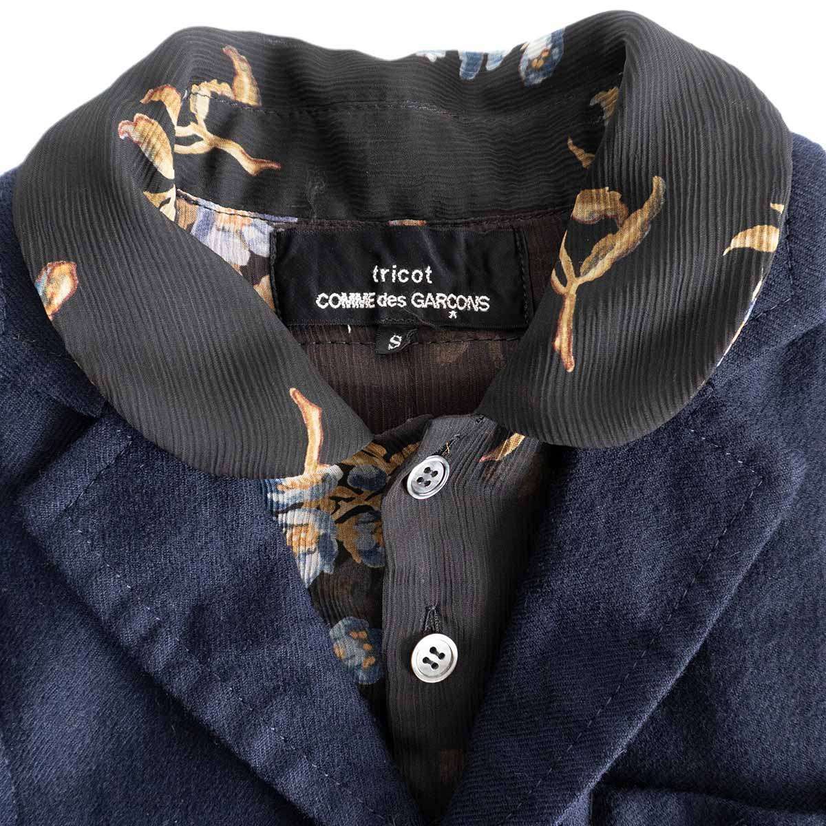 ✨美品✨トリココムデギャルソン ワンピース 丸襟 花柄 総柄 ストライプ 異素材 ✨美品✨トリココムデギャルソン ワンピース 丸襟 花柄 総柄