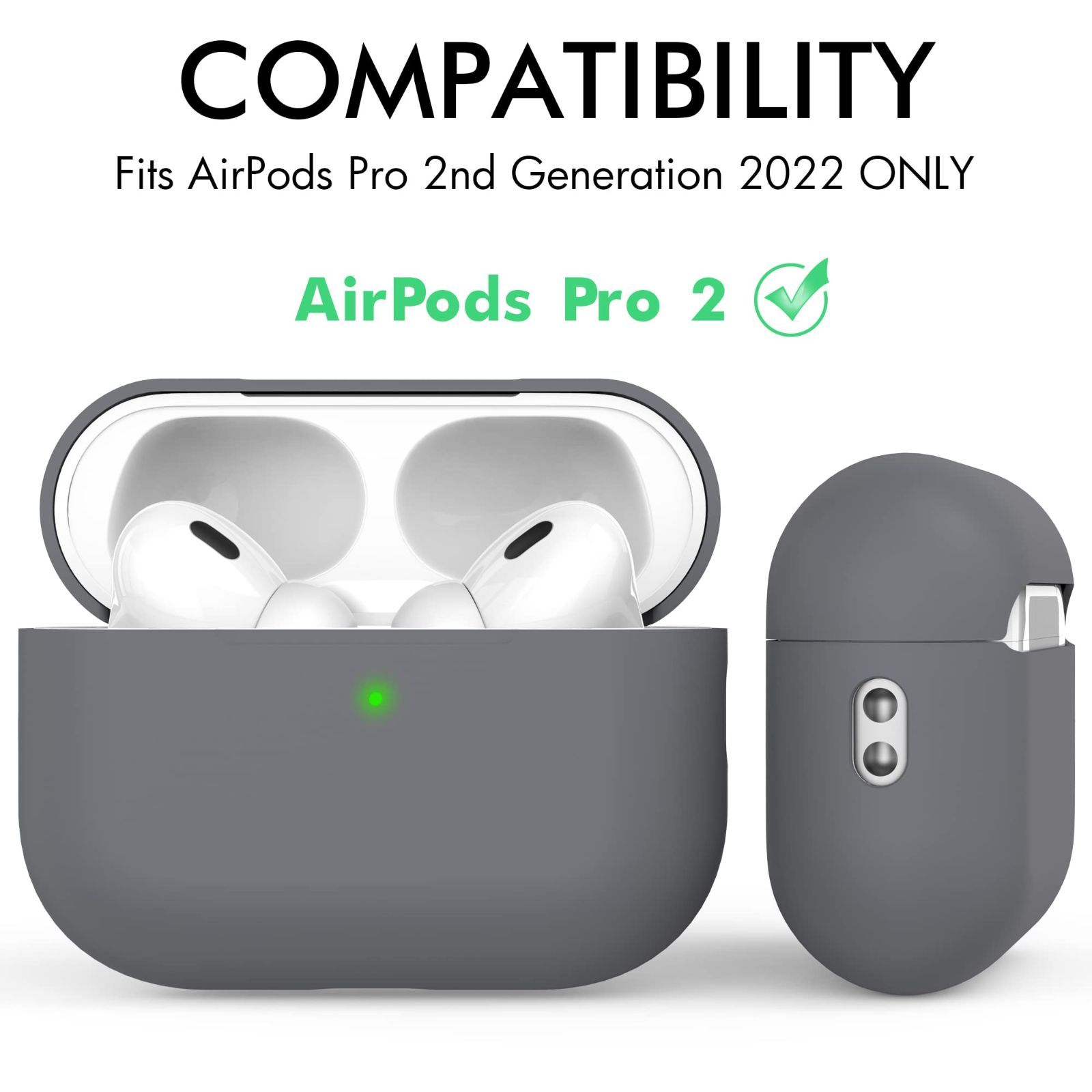 Pro2 ケース シリカゲル保護カバー Airpods 分離式 LED可視 全面保護 落下防止 キズ防止 超薄型 耐衝撃 防塵 Airpods Pro 第2世代（2022）用 NIUTRENDZ (Airpods Pro 第2世代 グレー)