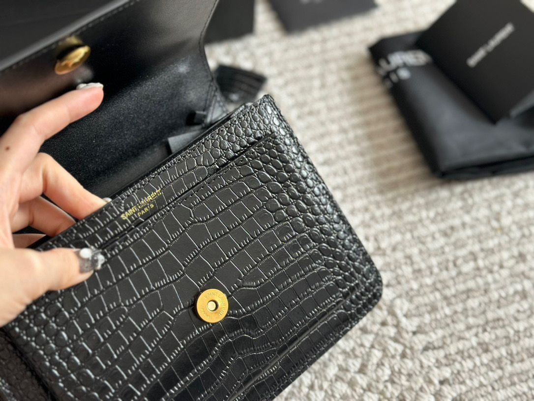 ≪気品溢れる≫【YSL】サンセットミディアム ブラック 今日特価】YSL Sunset Bag イヴ・サンローラン サンセット