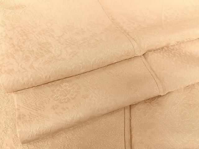 平和屋着物●上質な色無地 吉祥地紋 洗柿色 正絹 AABB6626np