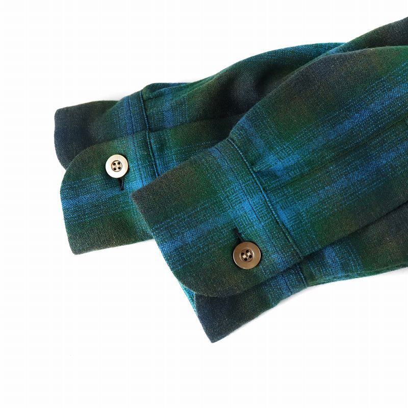 サブカルチャー Subculture WOOL CHECK SHIRT GREEN ウールシャツ