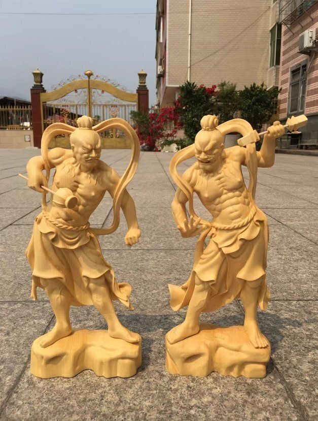 仏教美術 金剛力士像（阿形 吽形）仁王像 極上品 檜木 彫刻 災難