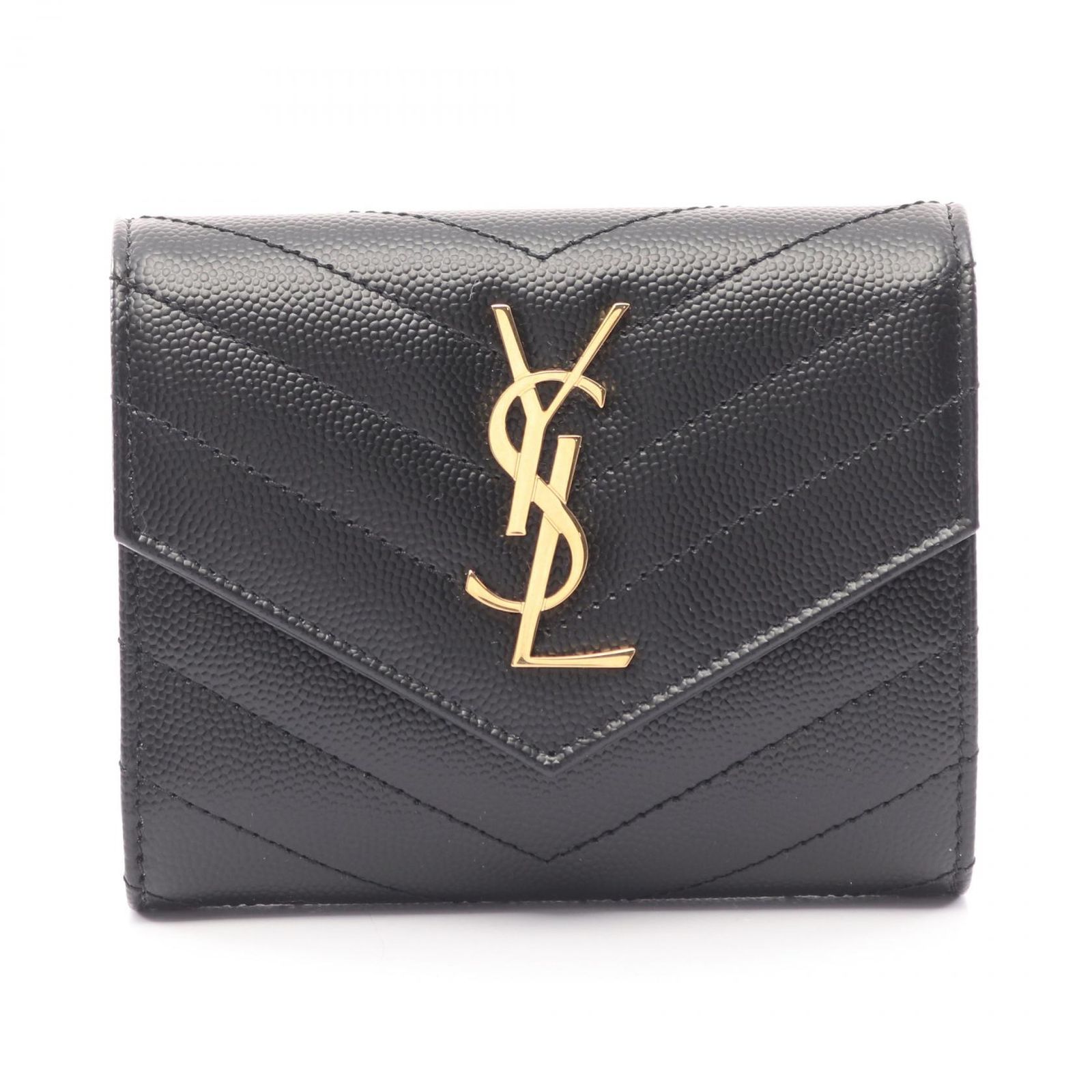 サンローラン SAINT LAURENT 三つ折り財布 モノグラム サンローラン 403943BOW011000 ブラック レザー カッサンドル マトラッセ 三つ折り財布 レディース