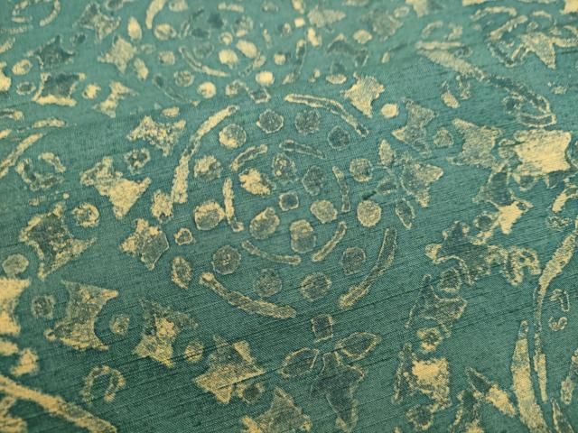 平和屋着物○上質な紬 ろうけつ染め 洋花唐草文 正絹 逸品 DAAS2081tw