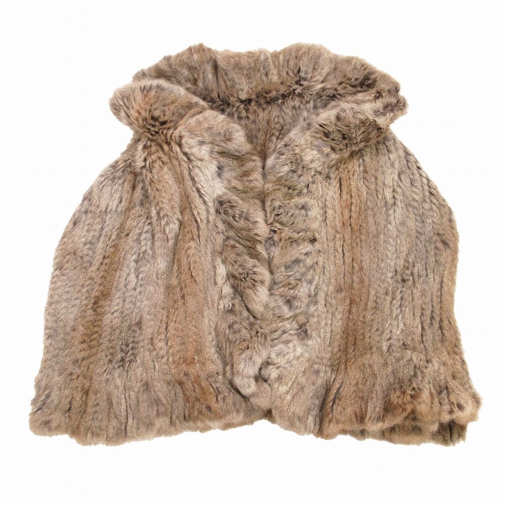 ミンク ファー 大判 フリル ショール ストール ケープ 毛皮 グレー  