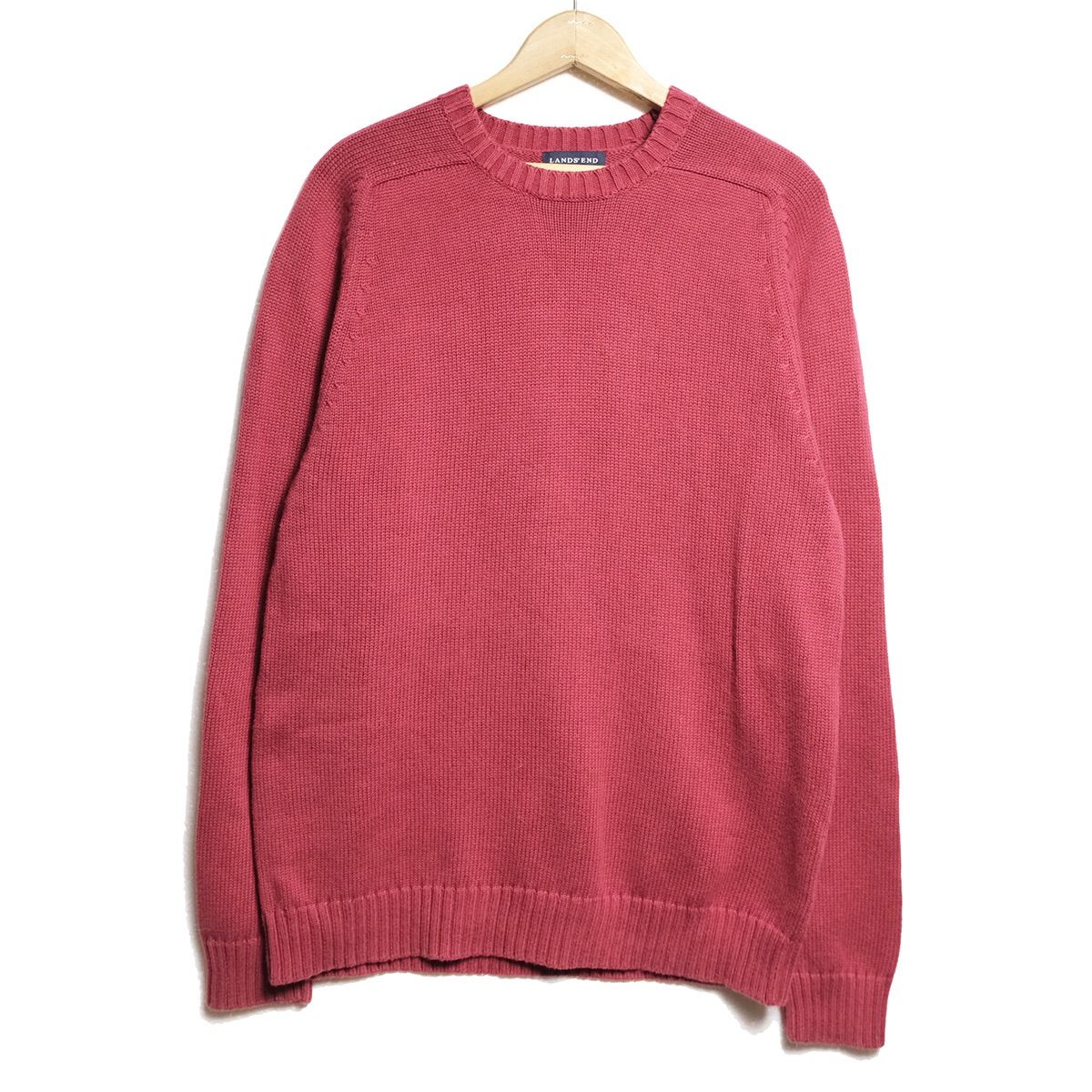 00´s ランズエンド クルーネック コットン ニットセーター (M/T