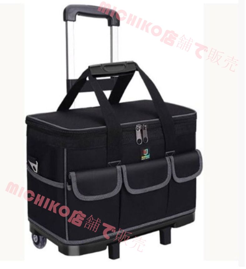 ツールキャリーバック 3way 肩掛け キャスター付き 16ポケット 工具収納 工具 伸縮ハンドル 自立 大容量 建築 大工 防水 運搬用 20inch