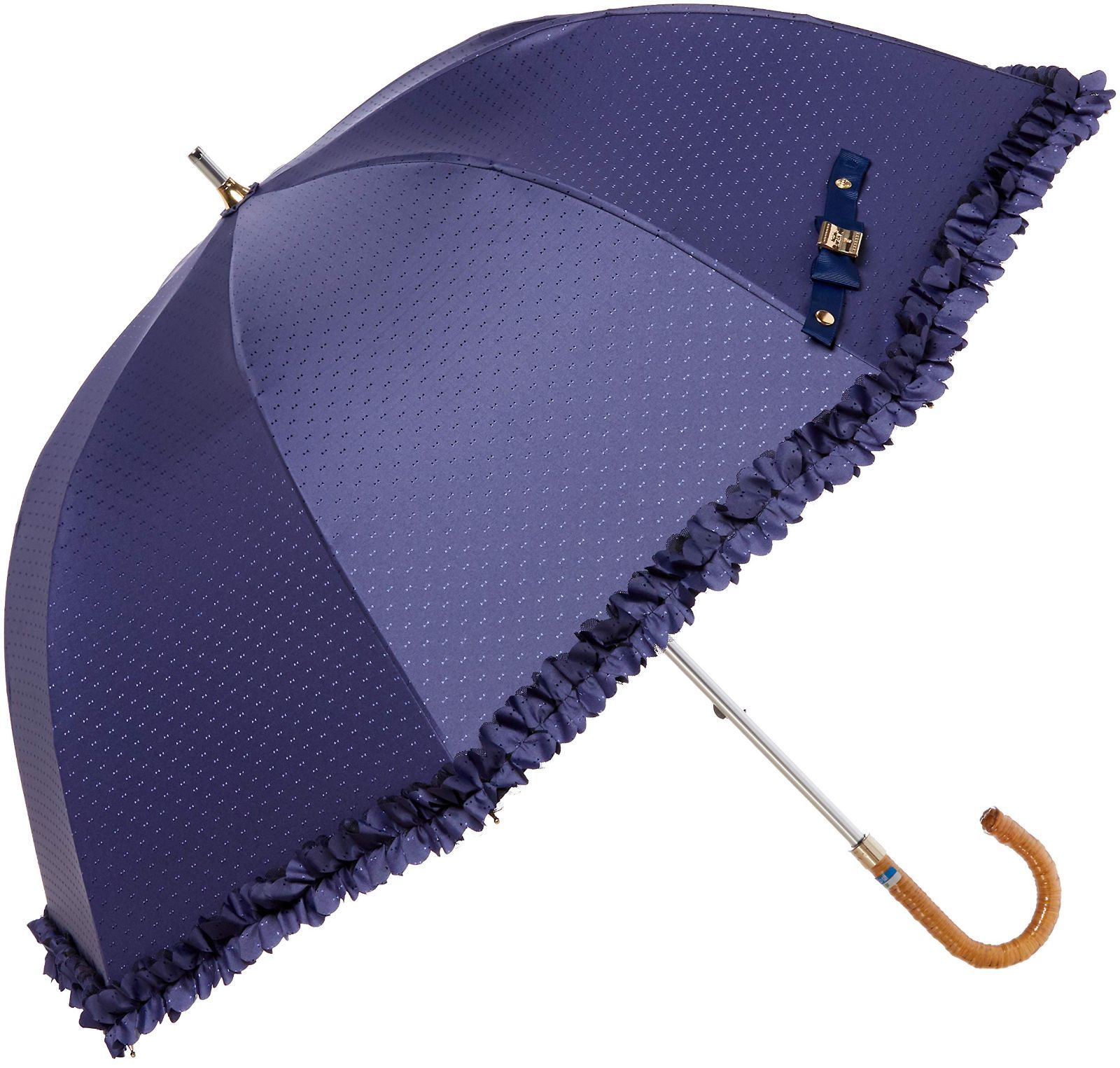 MOONBAT(ムーンバット) LANVIN en blue(ランバン オン ブルー) フリル 日傘 ショート傘 パラソル 晴雨兼用傘 シンプル オシャレ かわいい 遮熱・遮光 レディースブルー