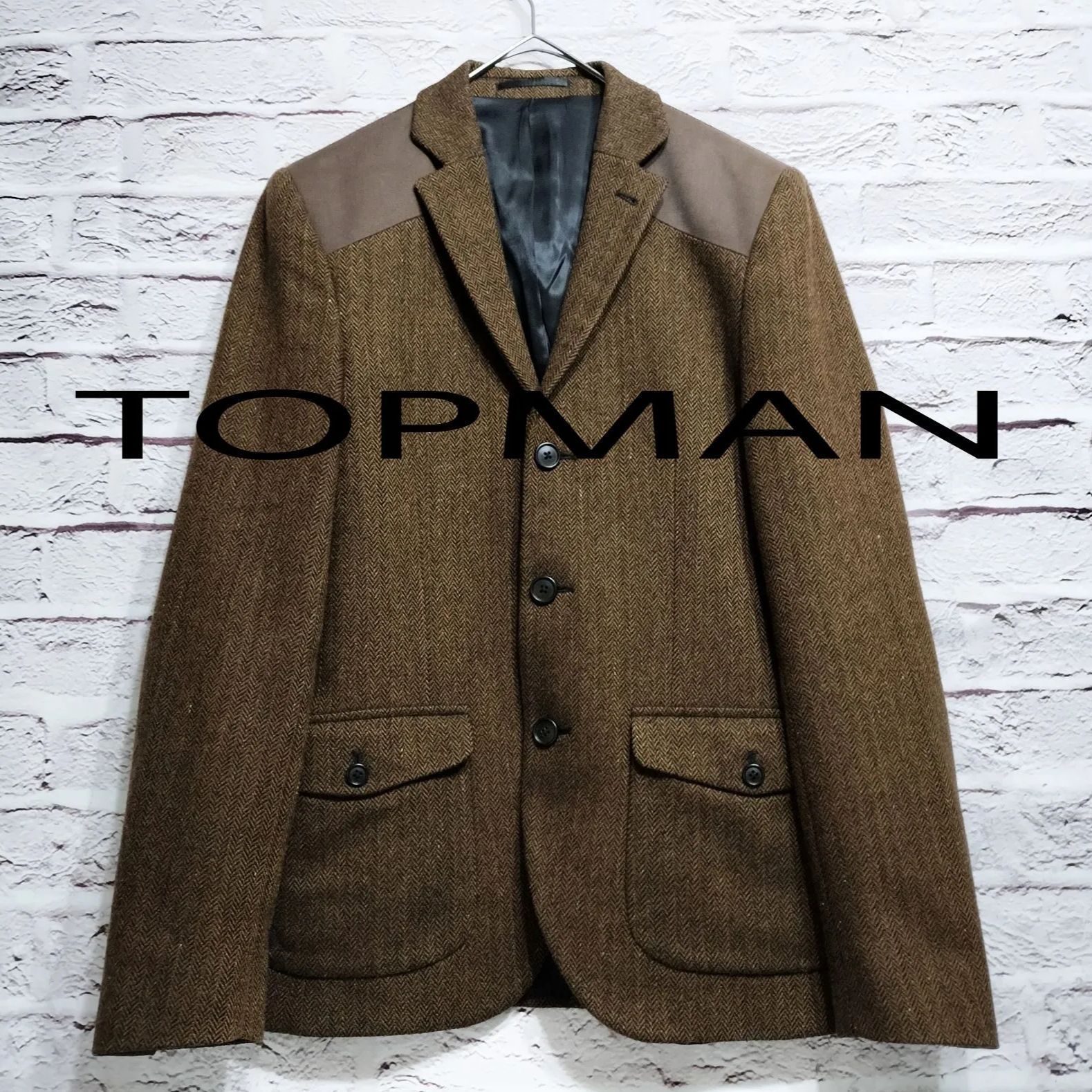 エルボーパッチ】TOPMAN ヘリンボーン テーラードジャケット - メルカリ