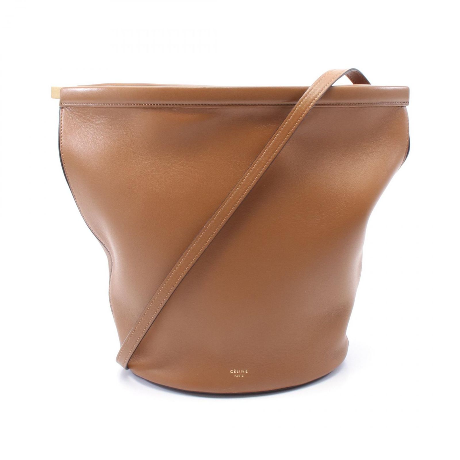セリーヌ CELINE ショルダーバッグ クラスプバケット ブラウン レザー 