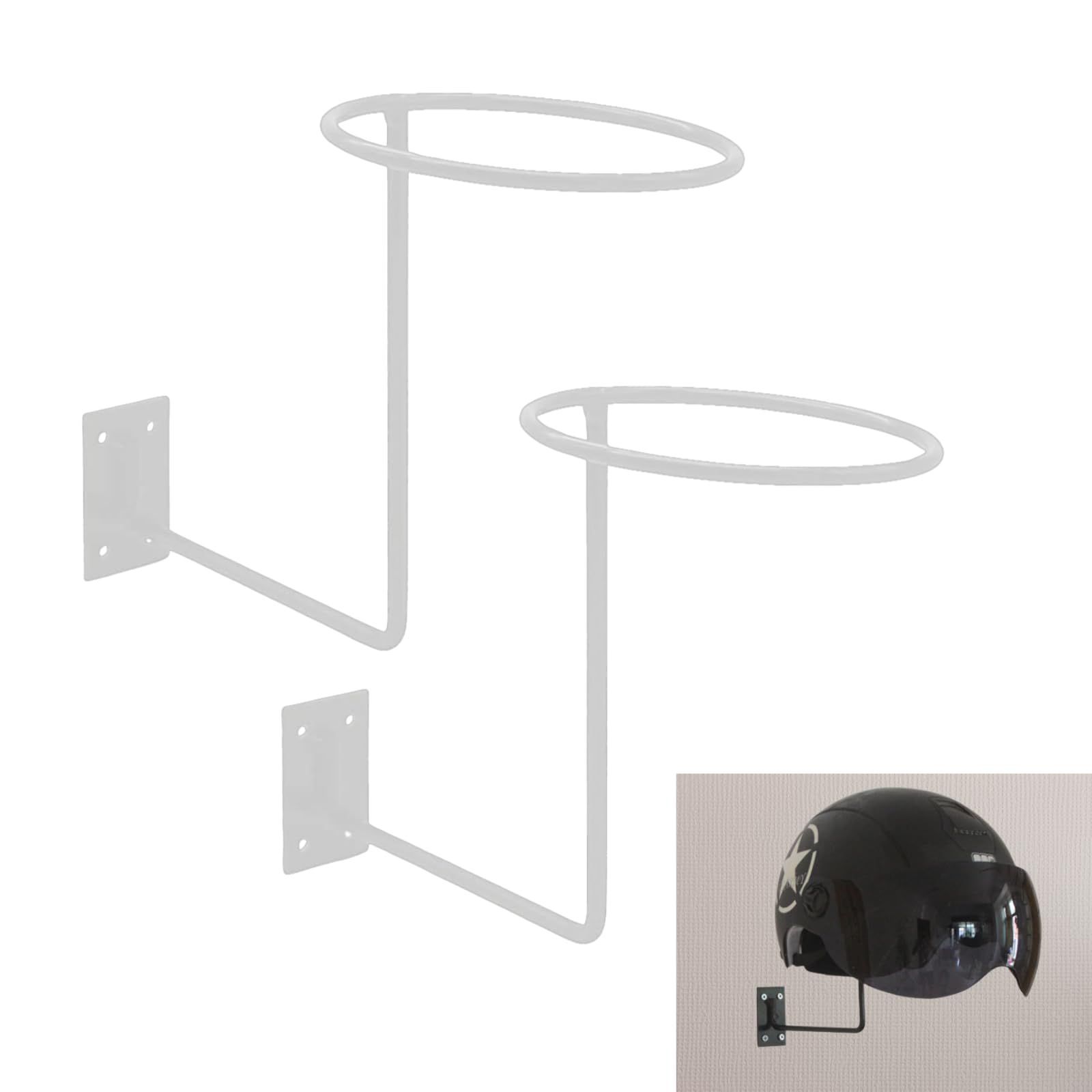 【新着商品】ヘルメット収納 ヘルメットハンガー フック ヘルメットホルダー 壁掛け バイク SUGAR フルフェイス 自転車 HAPPY ２個セット (ホワイト)