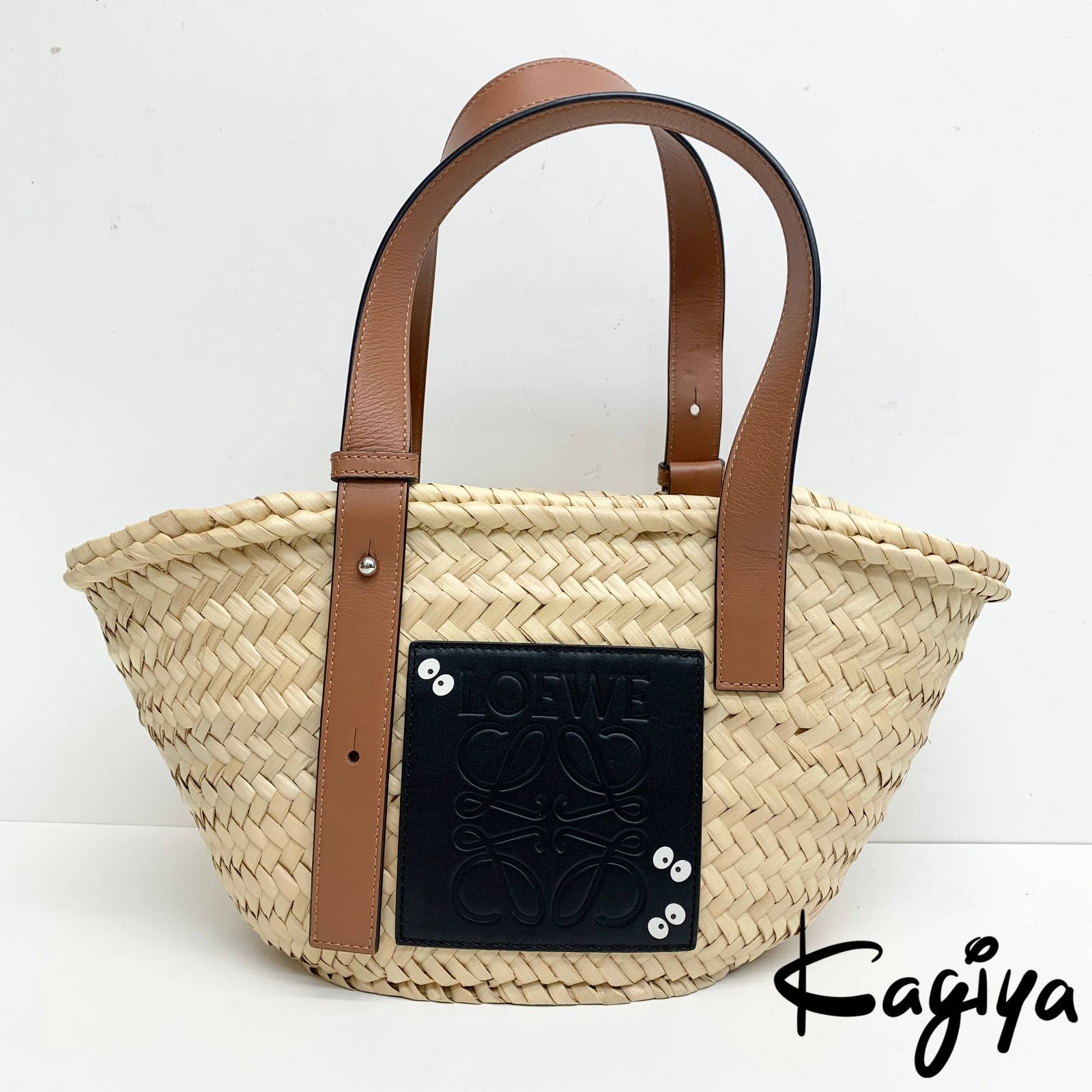 LOEWE ロエベ ジブリコラボ ラフィア まっくろくろすけ カゴバック ハンドバッグ バスケットバッグ ブラウン ブラック レディース