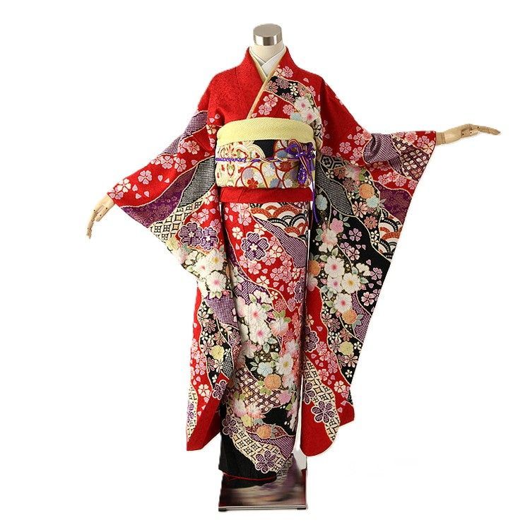 振袖 身長159-174cm 赤 re-009