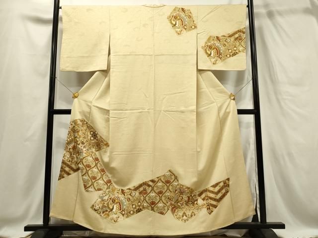 平和屋着物▽本塩沢　単衣　110亀甲　十字絣　正絹　逸品　DAAU3258op 平和屋着物▽本塩沢 単衣 110亀甲 十字絣 正絹 逸品 DAAU3258op